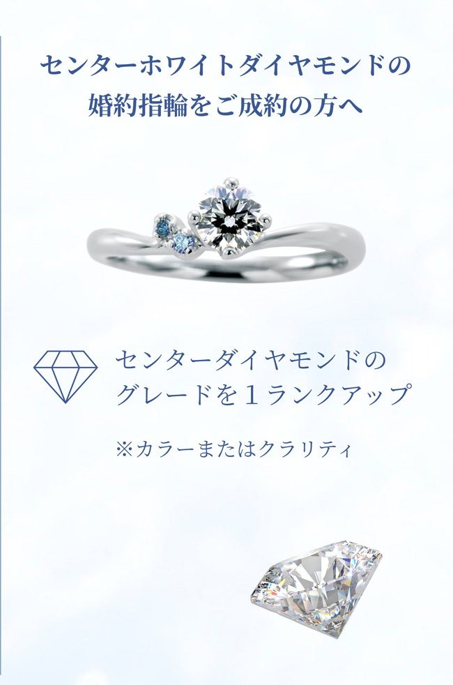 センターホワイトダイヤモンドの婚約指輪をご成約の方へ